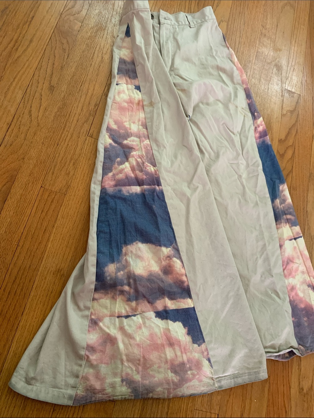 Vintage 1997 Auraze for Beau Baker Wide Leg Panel Rave Pants Cloud Print - Picture 16 of 16